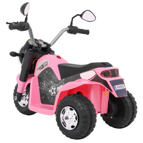 Dětské MiniBike Dobíjecí kolo Růžové Zvuk led světla Eco kůže