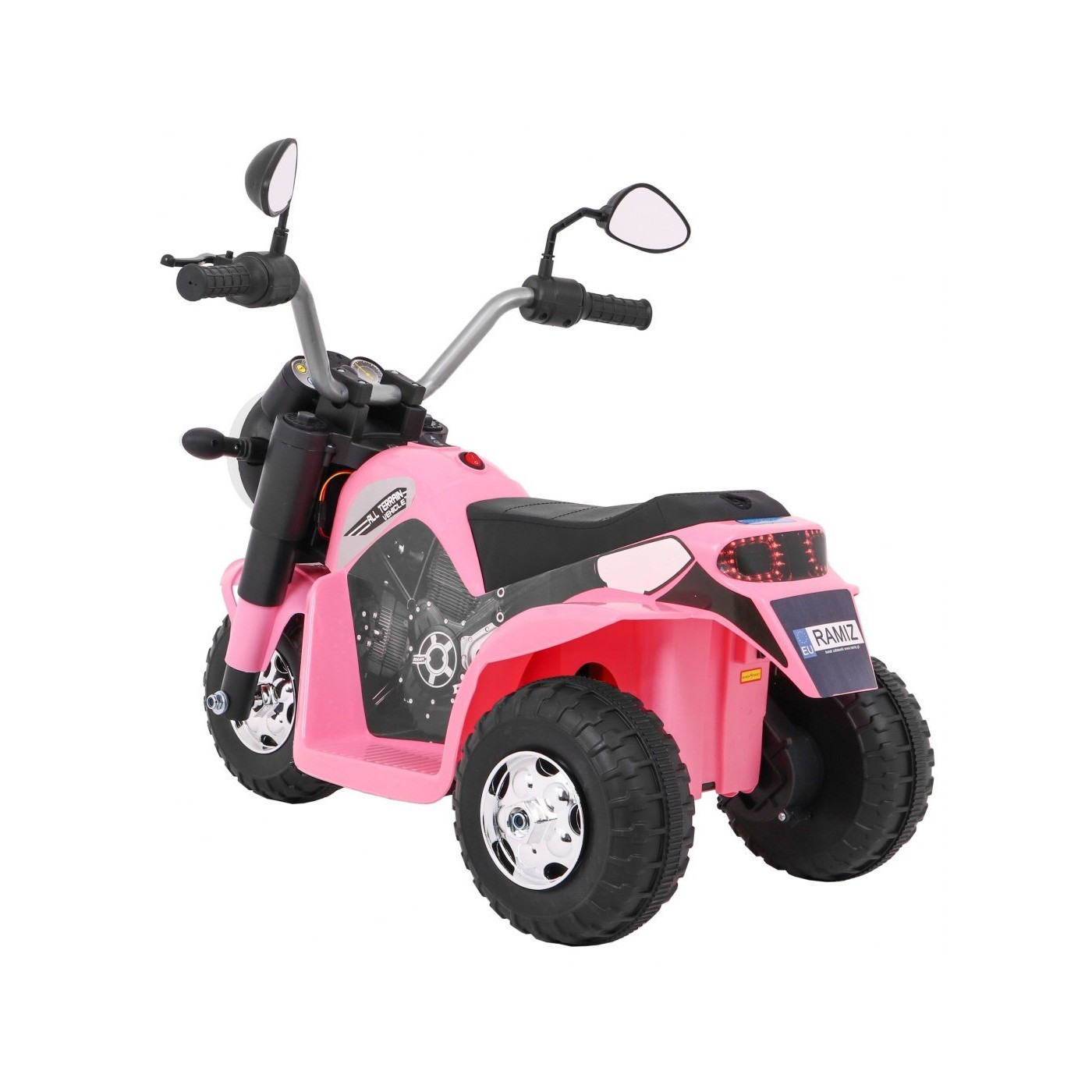 Dětské MiniBike Dobíjecí kolo Růžové Zvuk led světla Eco kůže