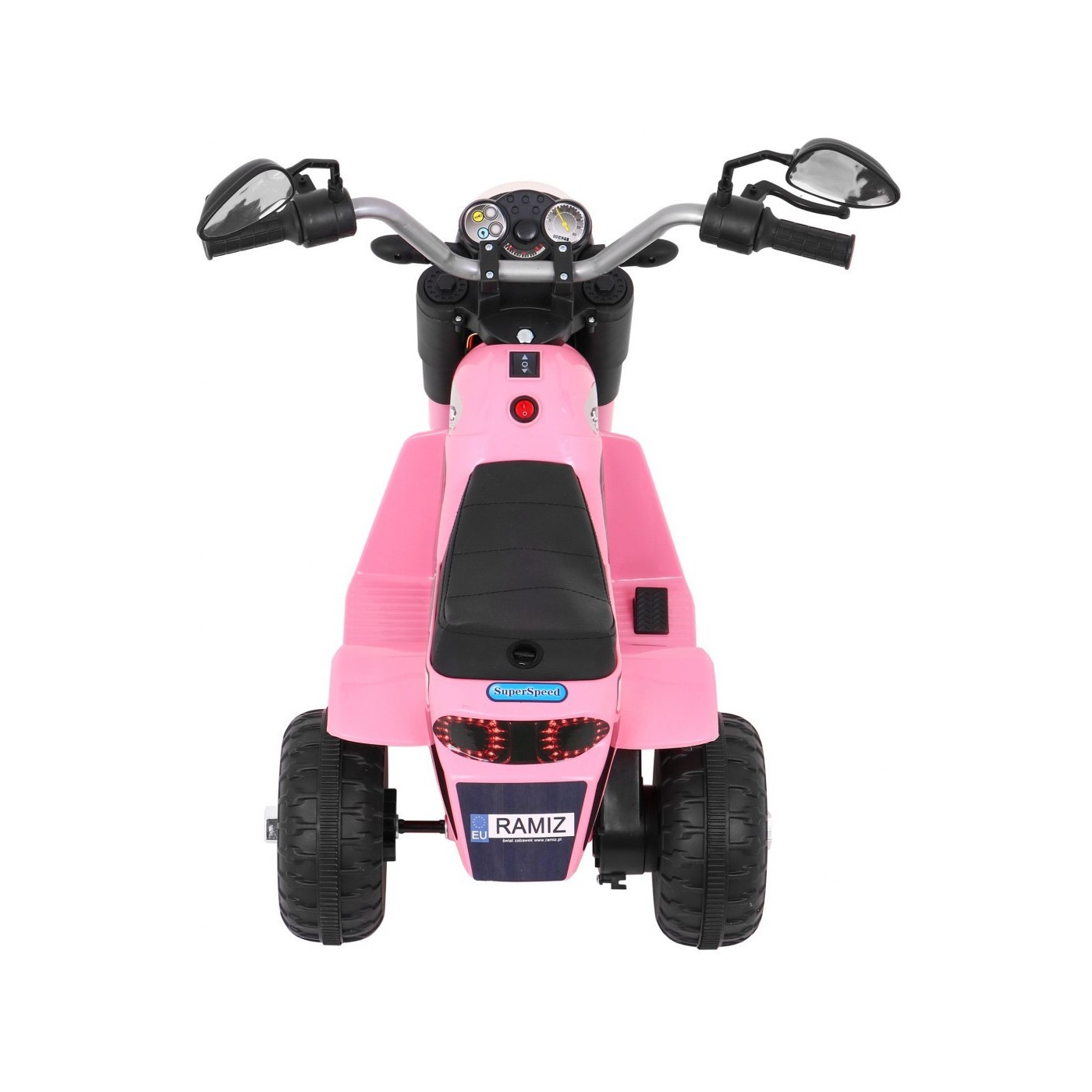 Dětské MiniBike Dobíjecí kolo Růžové Zvuk led světla Eco kůže