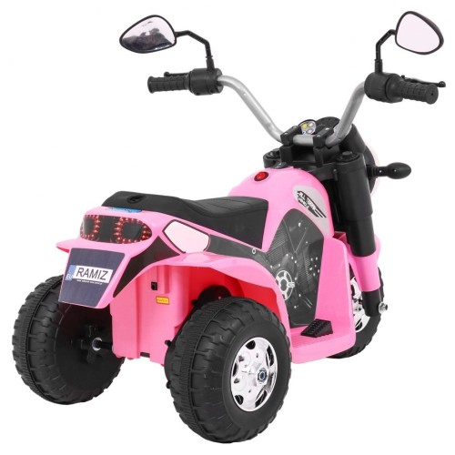 Dětské MiniBike Dobíjecí kolo Růžové Zvuk led světla Eco kůže