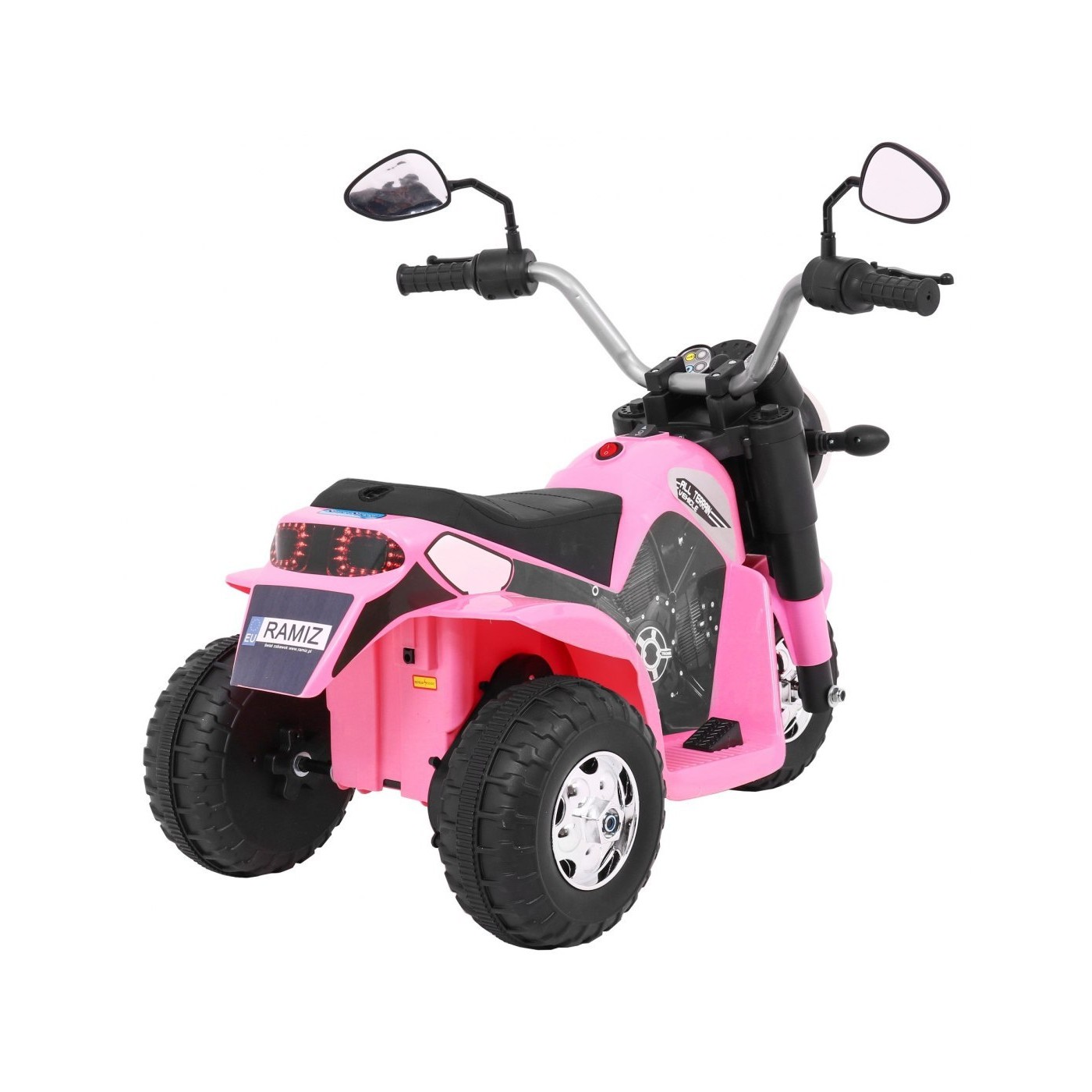 Dětské MiniBike Dobíjecí kolo Růžové Zvuk led světla Eco kůže