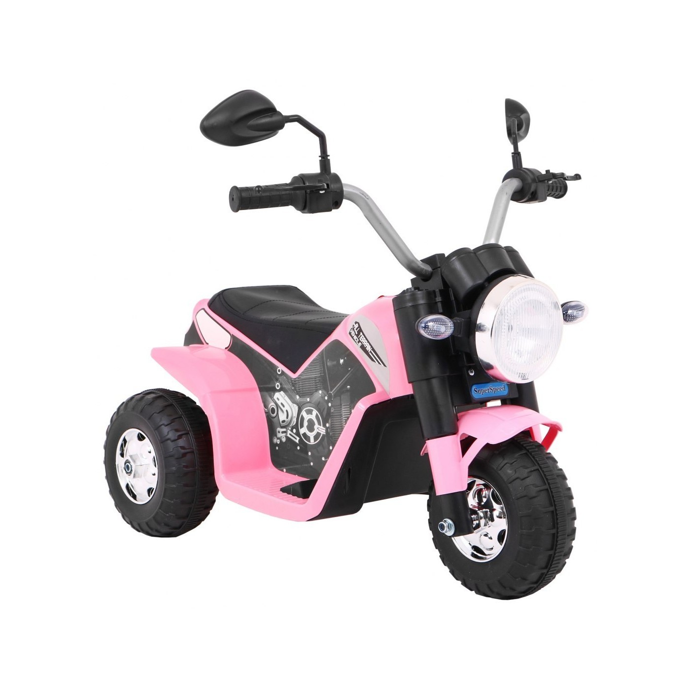 Dětské MiniBike Dobíjecí kolo Růžové Zvuk led světla Eco kůže