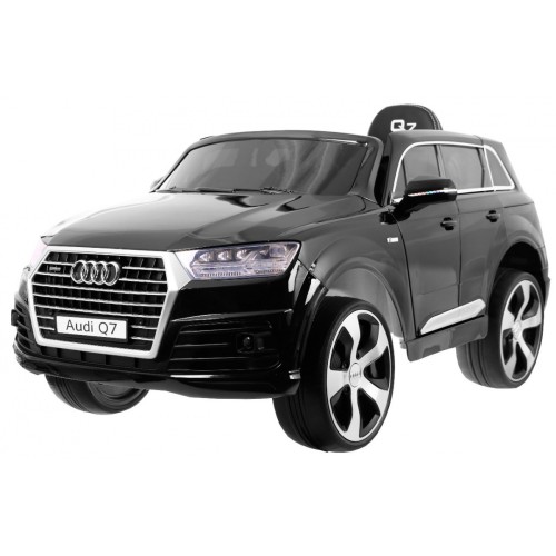 Dětský zvedák baterií Audi Q7 černý + dálkové ovládání + pomalý start + EVA + eko kůže + MP3 LED