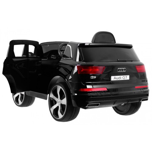 Dětský zvedák baterií Audi Q7 černý + dálkové ovládání + pomalý start + EVA + eko kůže + MP3 LED