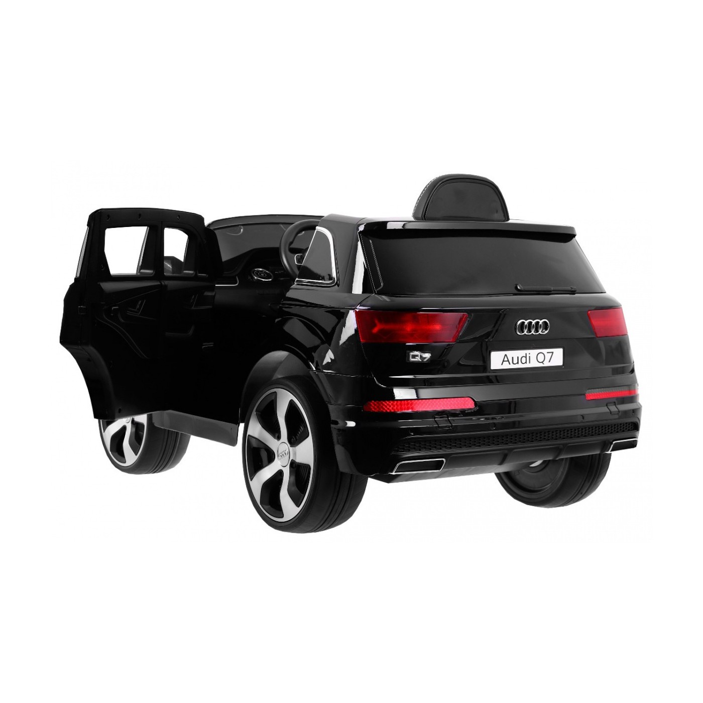 Dětský zvedák baterií Audi Q7 černý + dálkové ovládání + pomalý start + EVA + eko kůže + MP3 LED