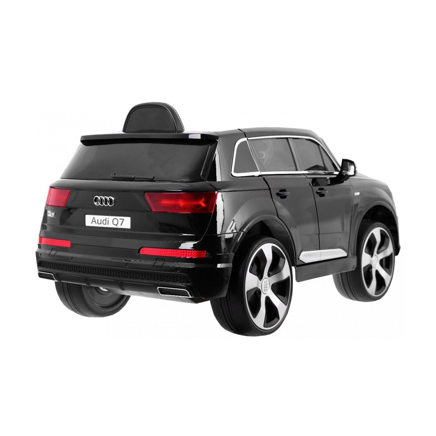 Dětský zvedák baterií Audi Q7 černý + dálkové ovládání + pomalý start + EVA + eko kůže + MP3 LED