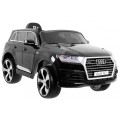Dětský zvedák baterií Audi Q7 černý + dálkové ovládání + pomalý start + EVA + eko kůže + MP3 LED