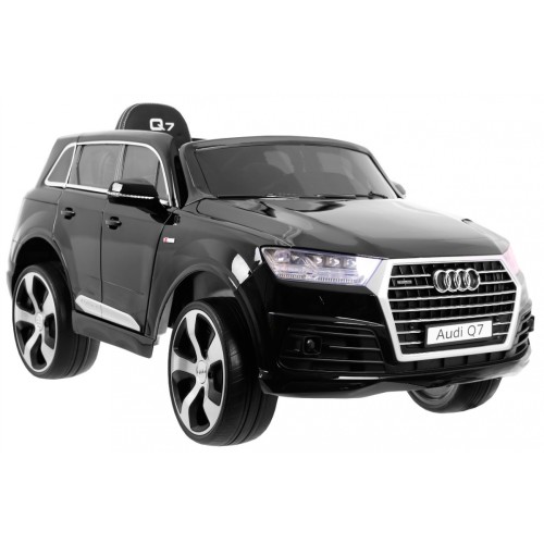 Dětský zvedák baterií Audi Q7 černý + dálkové ovládání + pomalý start + EVA + eko kůže + MP3 LED