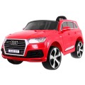 Audi Q7 dětský bateriový výtah červený dálkový pomalý start EVA Eco kůže MP3 LED