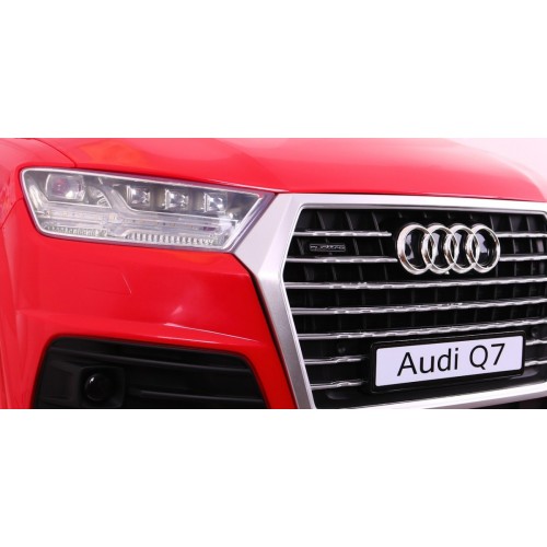 Audi Q7 dětský bateriový výtah červený dálkový pomalý start EVA Eco kůže MP3 LED