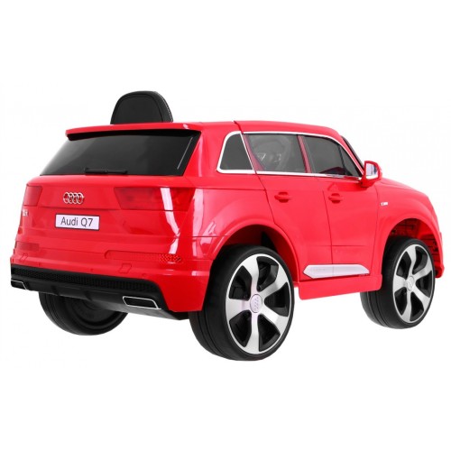 Audi Q7 dětský bateriový výtah červený dálkový pomalý start EVA Eco kůže MP3 LED