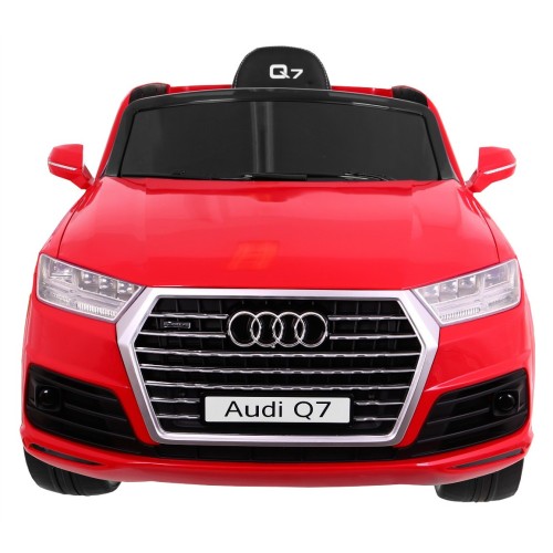 Audi Q7 dětský bateriový výtah červený dálkový pomalý start EVA Eco kůže MP3 LED
