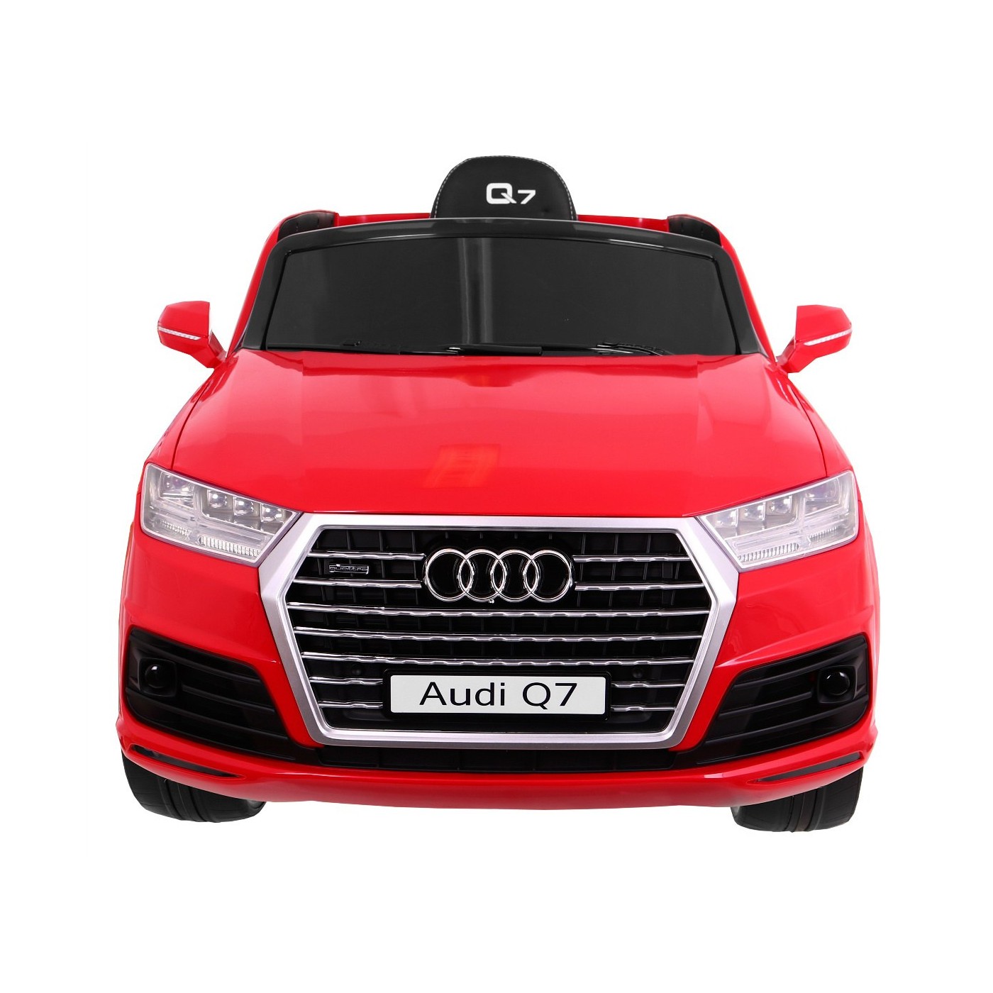 Audi Q7 dětský bateriový výtah červený dálkový pomalý start EVA Eco kůže MP3 LED