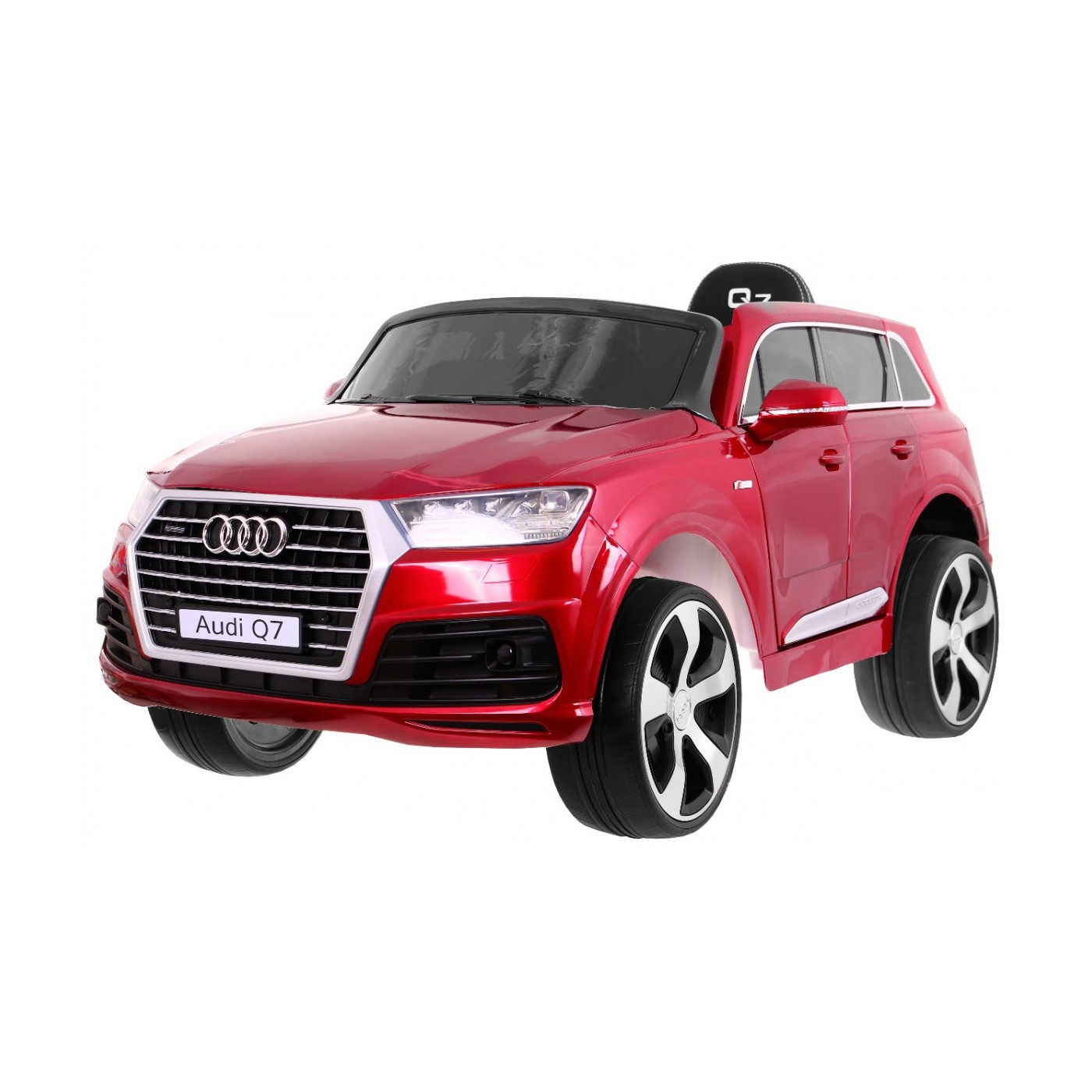 Výtah na baterie pro děti Audi Q7 červený lak + dálkové ovládání + pomalý start + EVA + MP3 LED