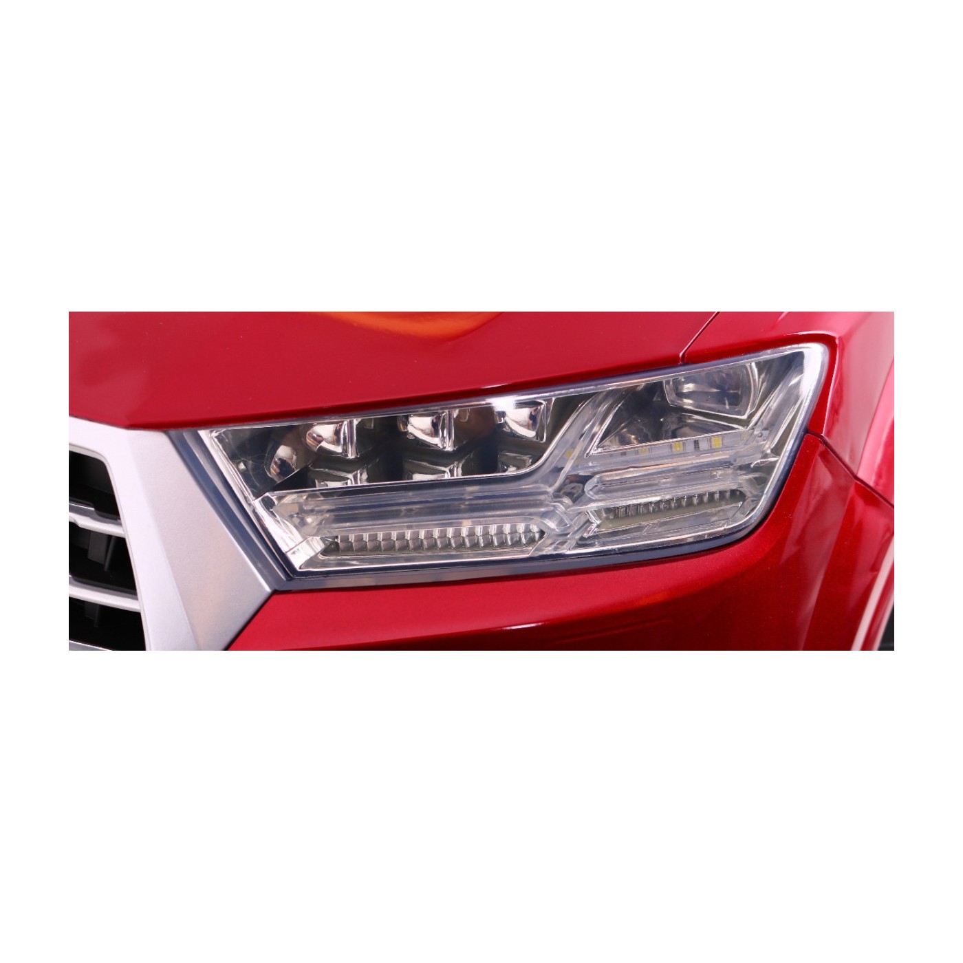Výtah na baterie pro děti Audi Q7 červený lak + dálkové ovládání + pomalý start + EVA + MP3 LED