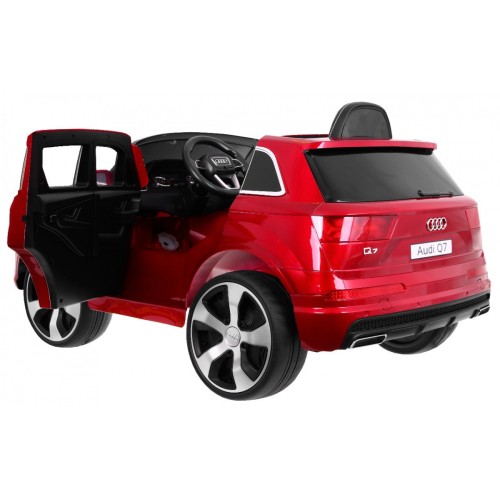 Výtah na baterie pro děti Audi Q7 červený lak + dálkové ovládání + pomalý start + EVA + MP3 LED