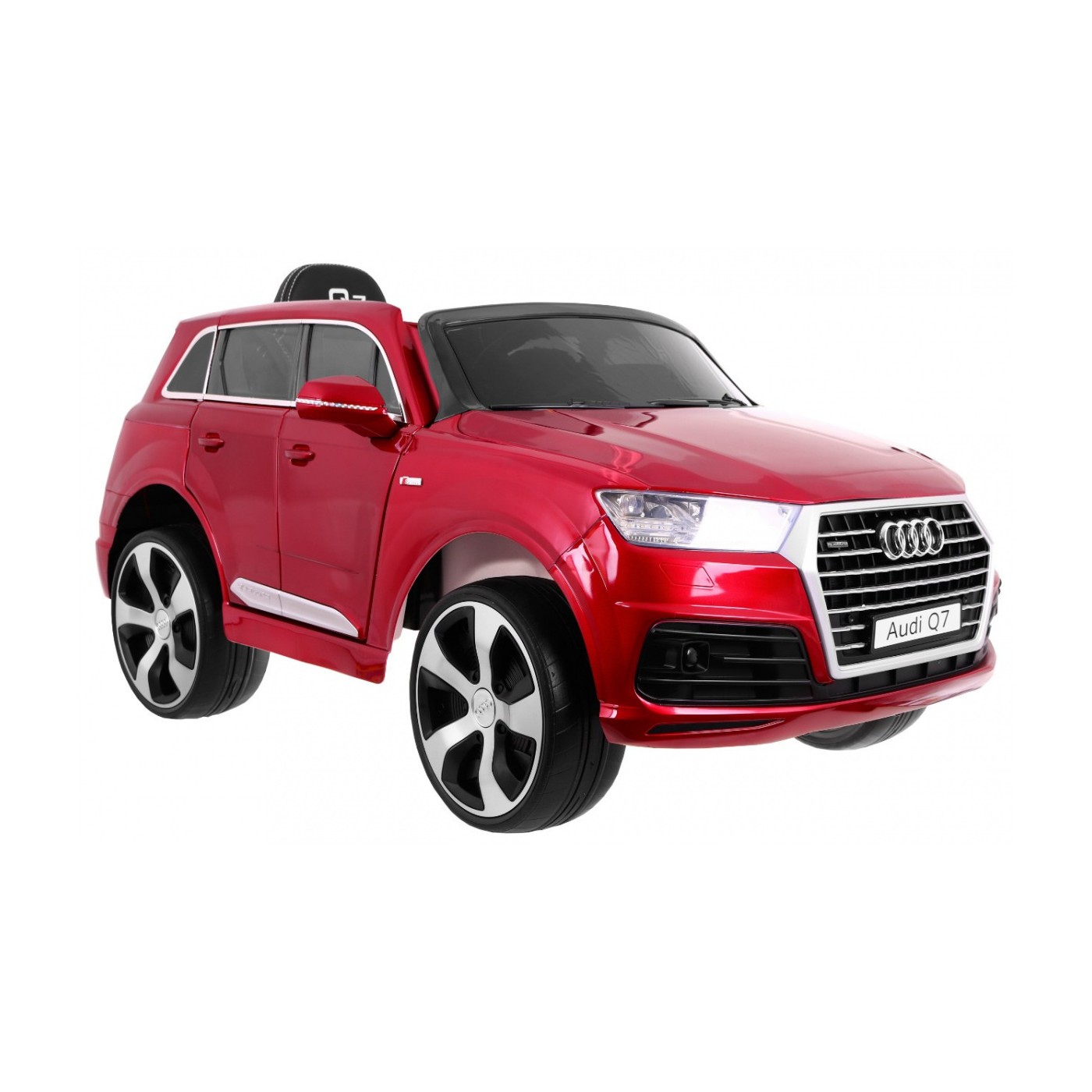 Výtah na baterie pro děti Audi Q7 červený lak + dálkové ovládání + pomalý start + EVA + MP3 LED