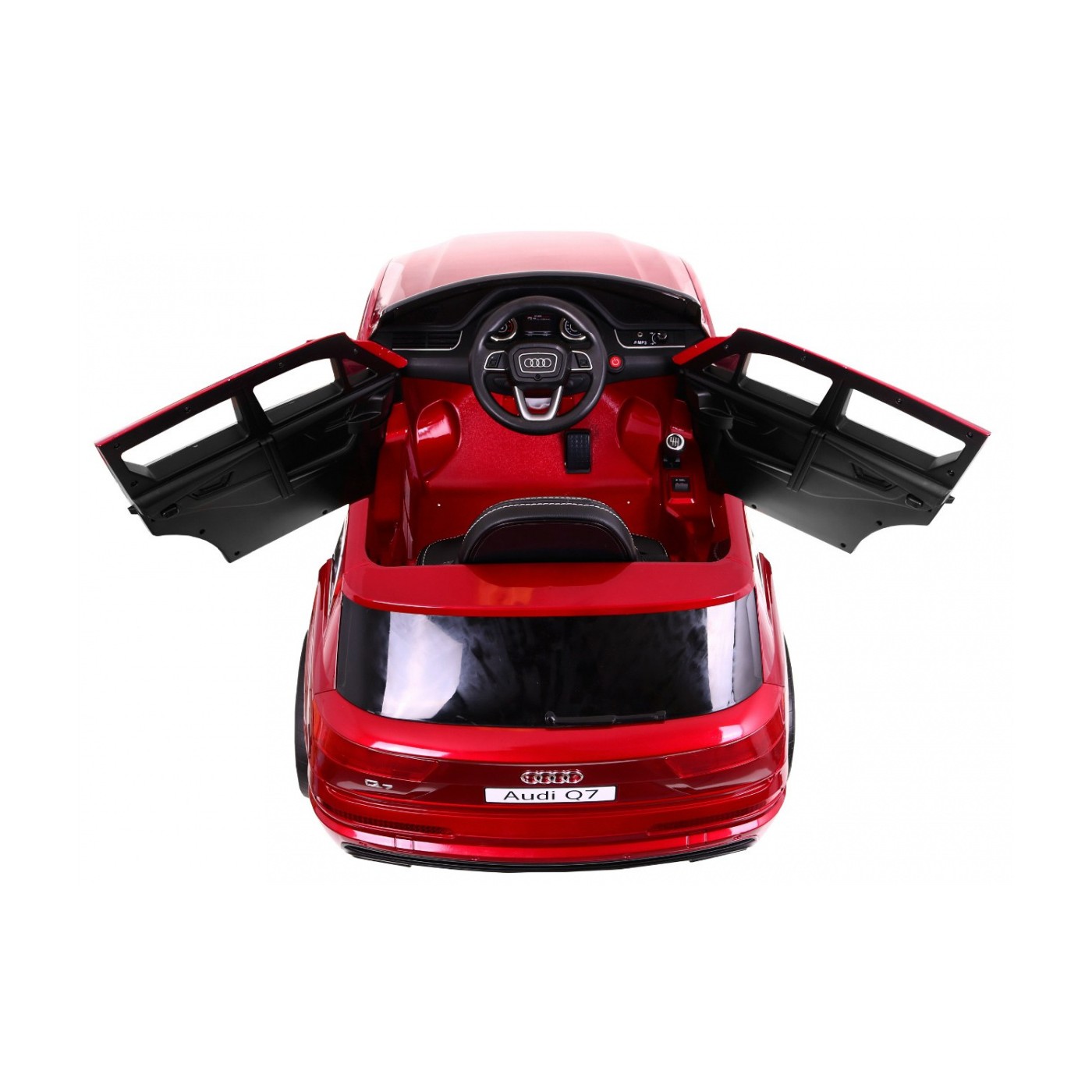 Výtah na baterie pro děti Audi Q7 červený lak + dálkové ovládání + pomalý start + EVA + MP3 LED