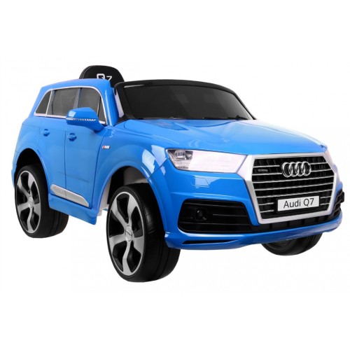 Výtah na baterie Audi Q7 pro děti lak modrý + dálkové ovládání + pomalý start + EVA + MP3 LED
