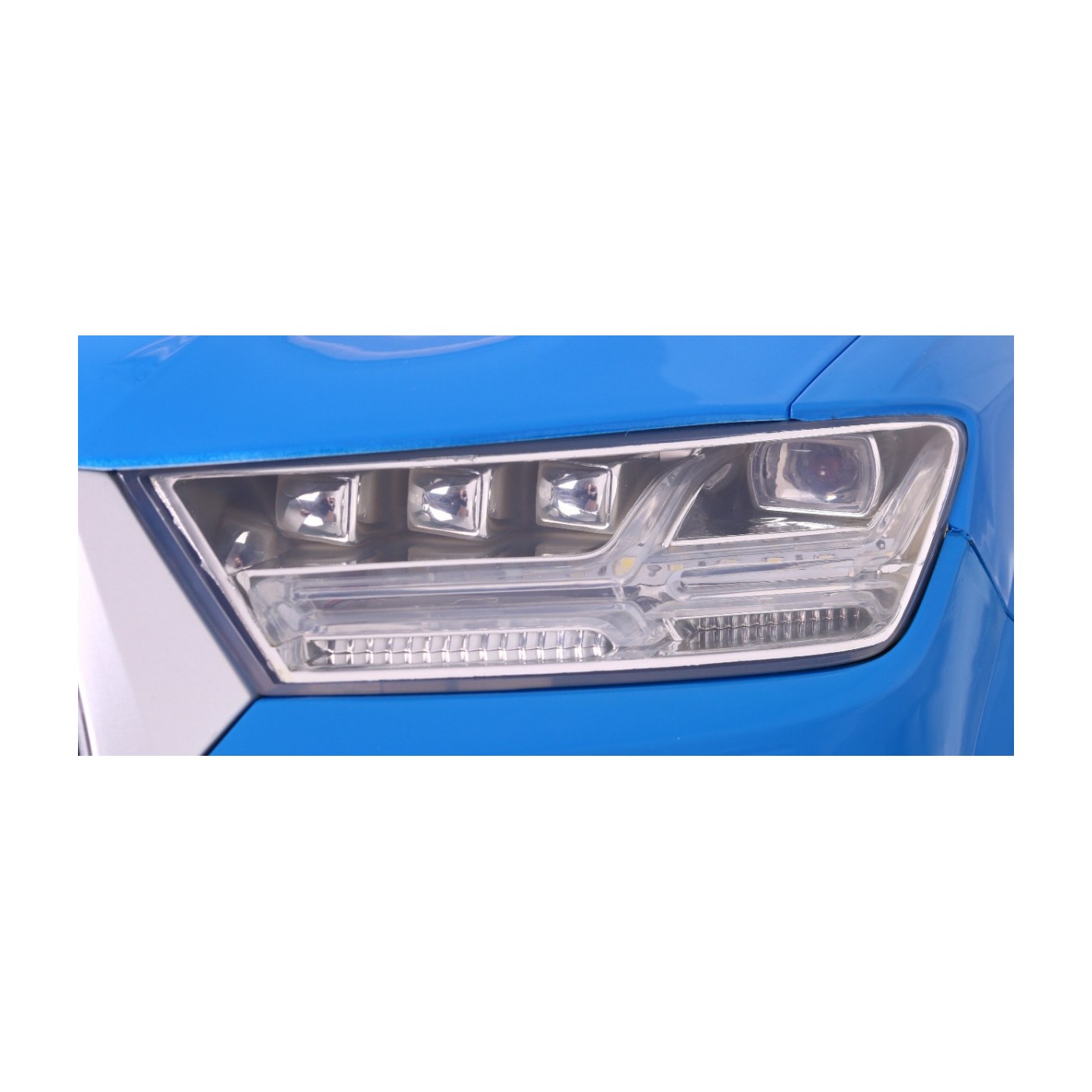 Výtah na baterie Audi Q7 pro děti lak modrý + dálkové ovládání + pomalý start + EVA + MP3 LED