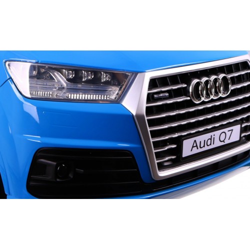 Výtah na baterie Audi Q7 pro děti lak modrý + dálkové ovládání + pomalý start + EVA + MP3 LED