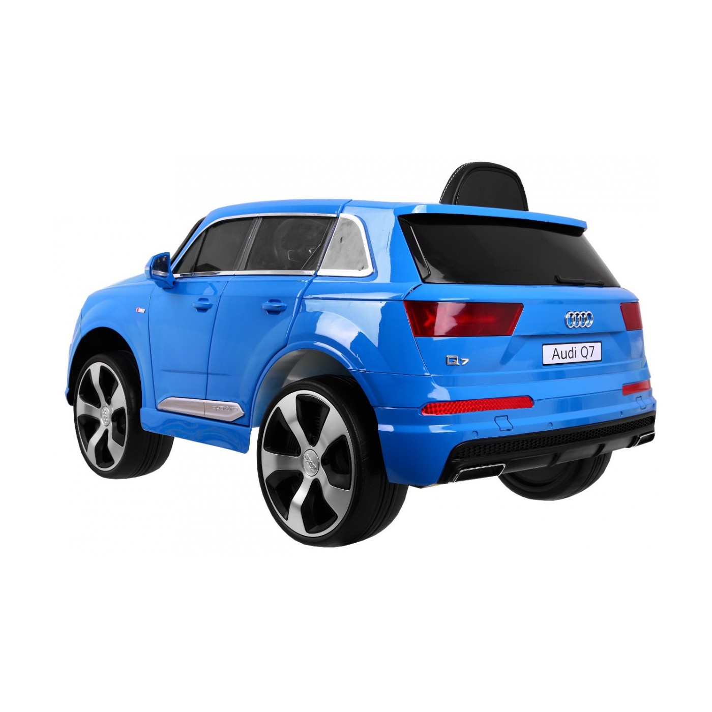 Výtah na baterie Audi Q7 pro děti lak modrý + dálkové ovládání + pomalý start + EVA + MP3 LED