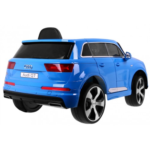 Výtah na baterie Audi Q7 pro děti lak modrý + dálkové ovládání + pomalý start + EVA + MP3 LED