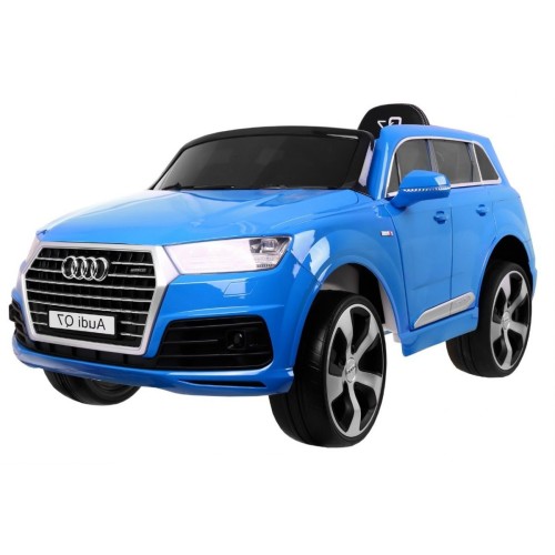 Výtah na baterie Audi Q7 pro děti lak modrý + dálkové ovládání + pomalý start + EVA + MP3 LED