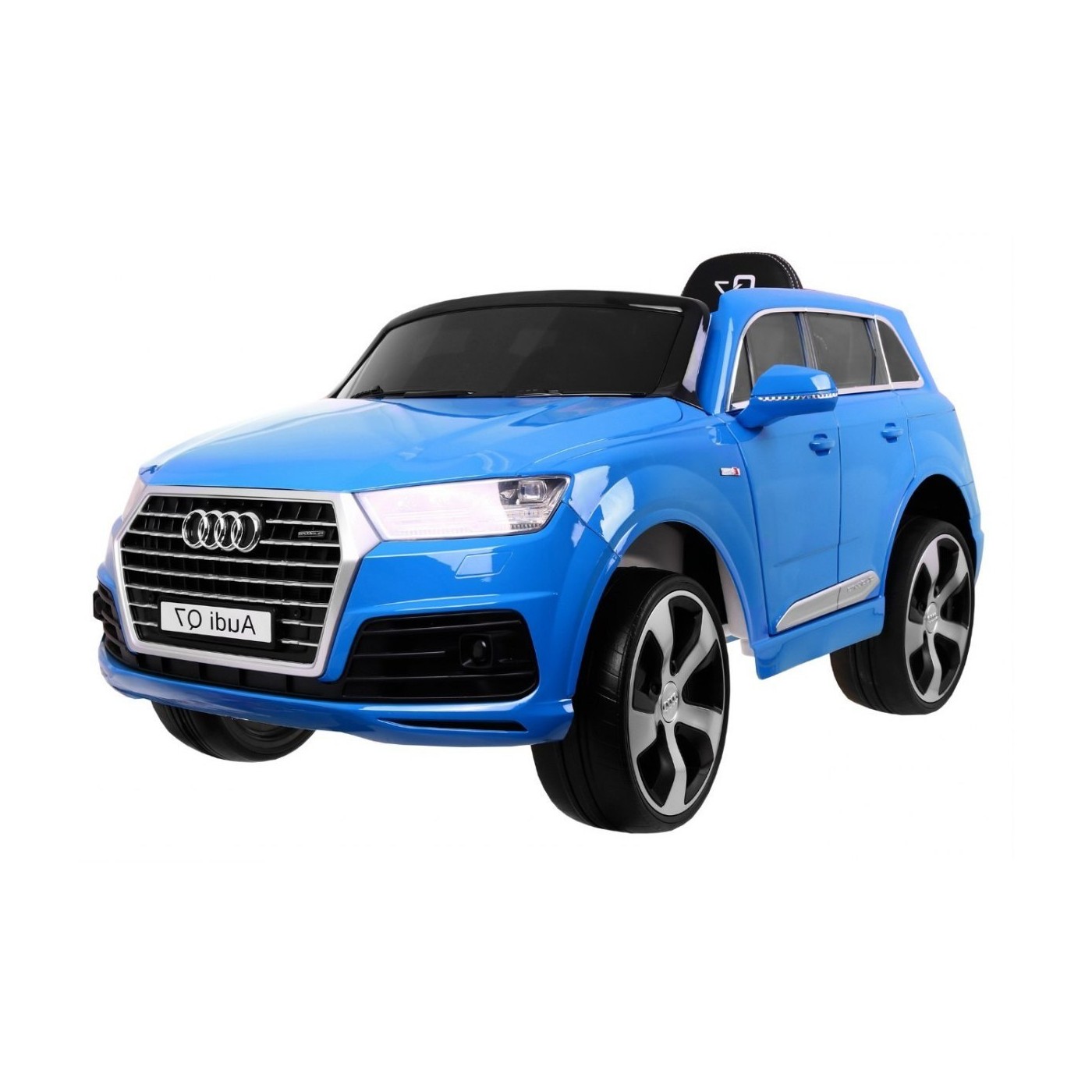 Výtah na baterie Audi Q7 pro děti lak modrý + dálkové ovládání + pomalý start + EVA + MP3 LED