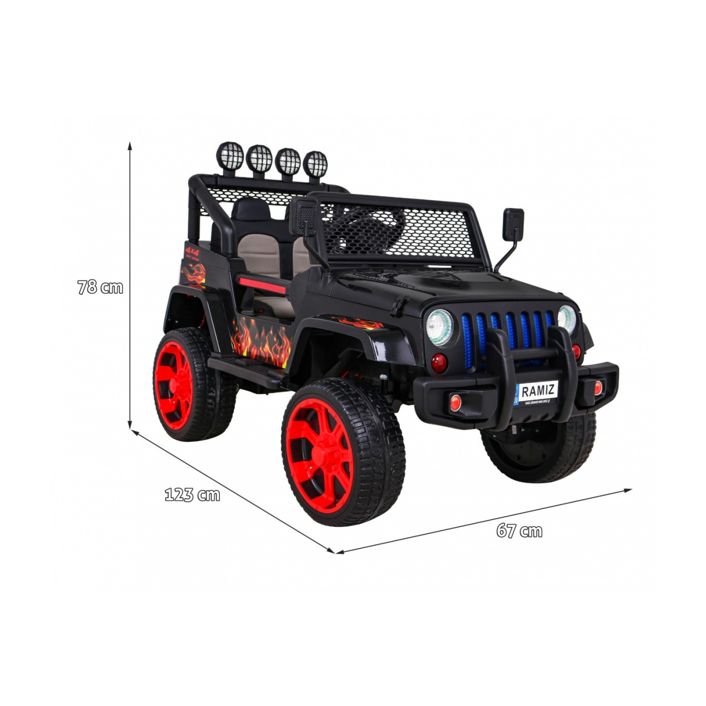 Off-Road Raptor Drifter Flames + Remote + Drive 4x4 + Clipboard + Slow Start + MP3 LED