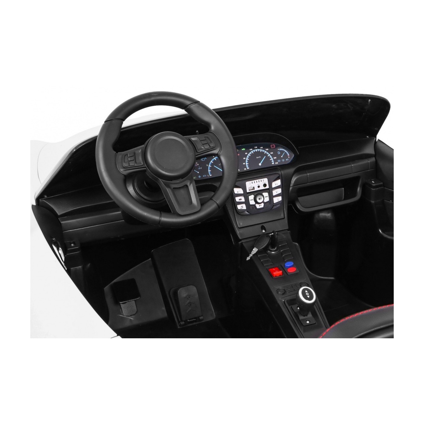 Perfecta Auto 2 Dětská Bílá Nafouknutá Kola Bezkartáčový Motor MP3 LED Pomalý Start