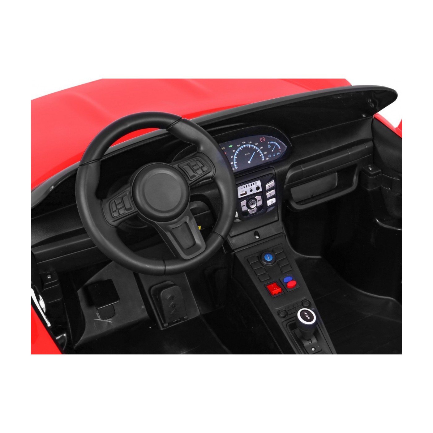 Dětská červená nafouknutá kola Perfecta Auto 2 Bezkartáčový motor MP3 LED pomalý start