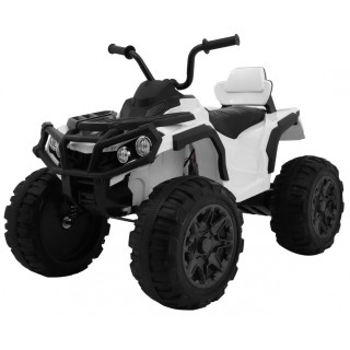 Čtyřkolka ATV 2,4 GHz na baterii pro děti bílá + dálkové ovládání + kolečka EVA + rádio MP3 + pomalý start