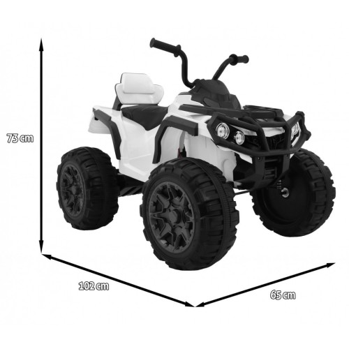 Čtyřkolka ATV 2,4 GHz na baterii pro děti bílá + dálkové ovládání + kolečka EVA + rádio MP3 + pomalý start