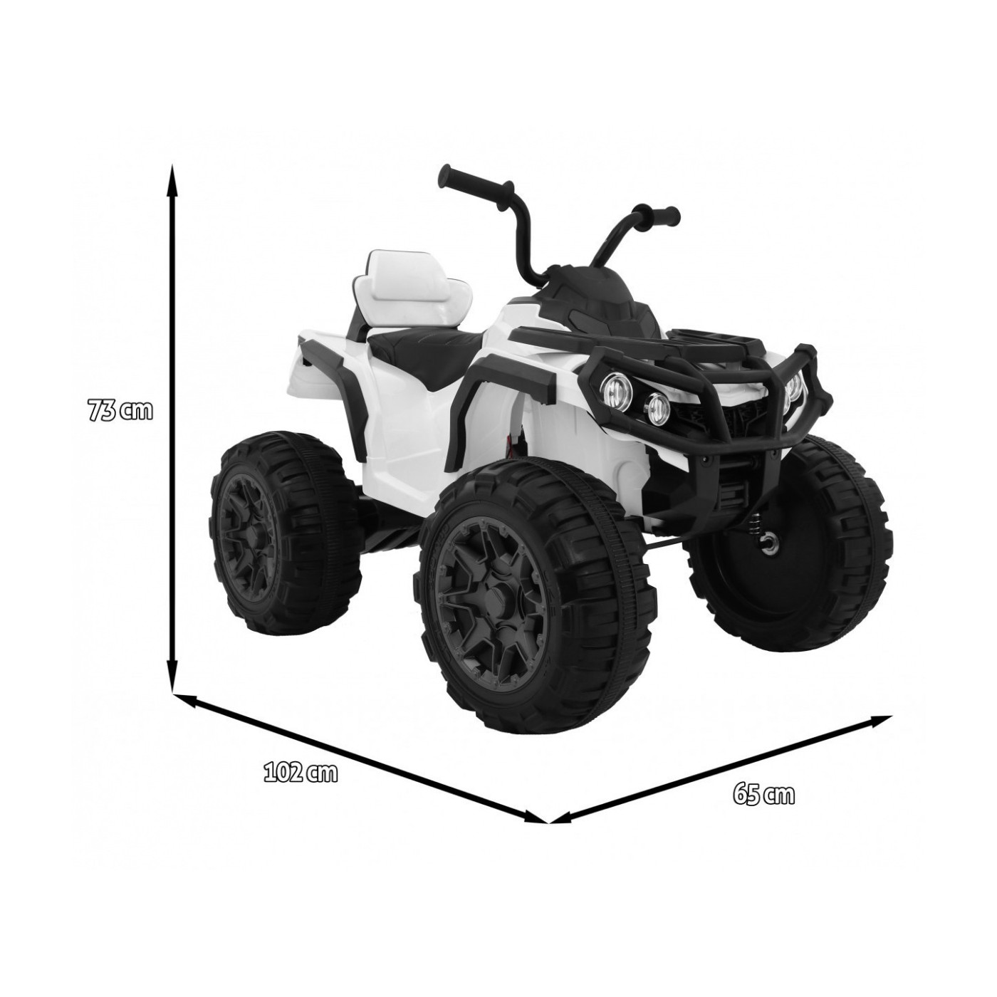 Čtyřkolka ATV 2,4 GHz na baterii pro děti bílá + dálkové ovládání + kolečka EVA + rádio MP3 + pomalý start