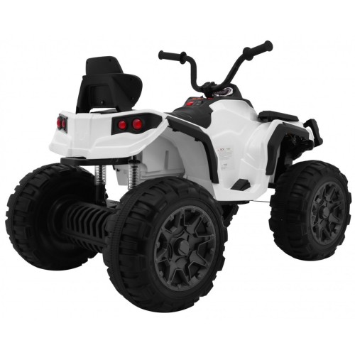 Čtyřkolka ATV 2,4 GHz na baterii pro děti bílá + dálkové ovládání + kolečka EVA + rádio MP3 + pomalý start