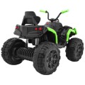 Čtyřkolka ATV 2,4 GHz na baterii Dětská černo-zelená Kolečka na dálkové ovládání EVA Rádio MP3 Pomalý start