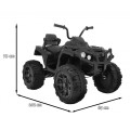 Čtyřkolka ATV 2,4 GHz na baterii děti černá + dálkové ovládání EVA kola + MP3 rádio + pomalý start