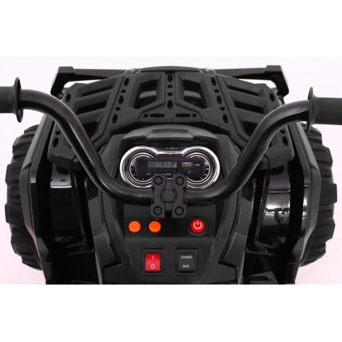 Čtyřkolka ATV 2,4 GHz na baterii děti černá + dálkové ovládání EVA kola + MP3 rádio + pomalý start