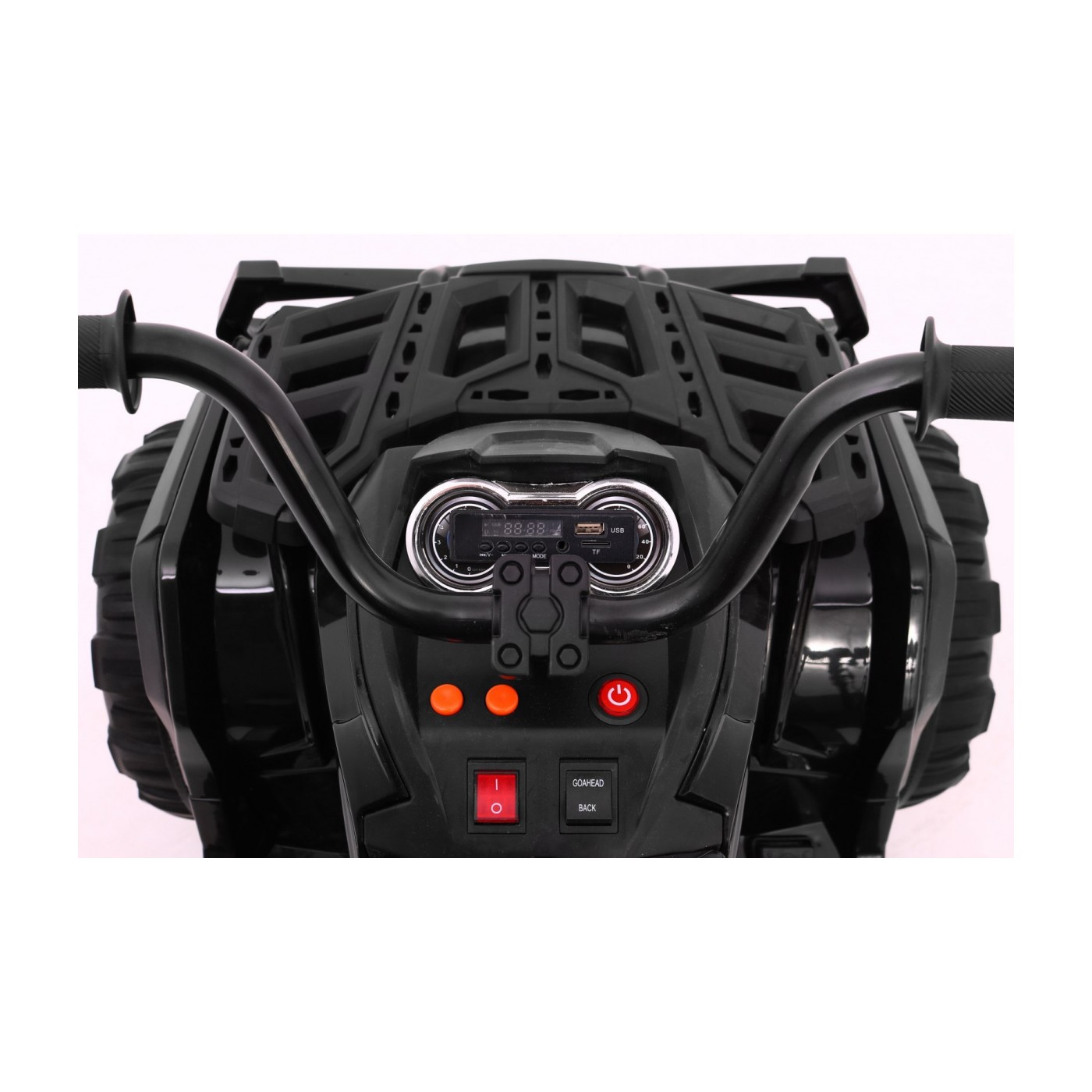 Čtyřkolka ATV 2,4 GHz na baterii děti černá + dálkové ovládání EVA kola + MP3 rádio + pomalý start