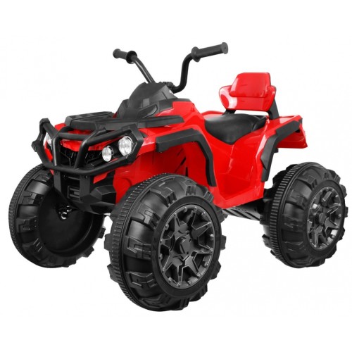 Čtyřkolka ATV 2,4 GHz na baterii pro děti červená + dálkové ovládání + kolečka EVA + rádio MP3 + pomalý start