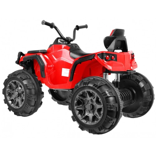 Čtyřkolka ATV 2,4 GHz na baterii pro děti červená + dálkové ovládání + kolečka EVA + rádio MP3 + pomalý start