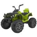 Čtyřkolka ATV 2,4 GHz na baterii pro děti zelená + dálkové ovládání + kolečka EVA + rádio MP3 + pomalý start