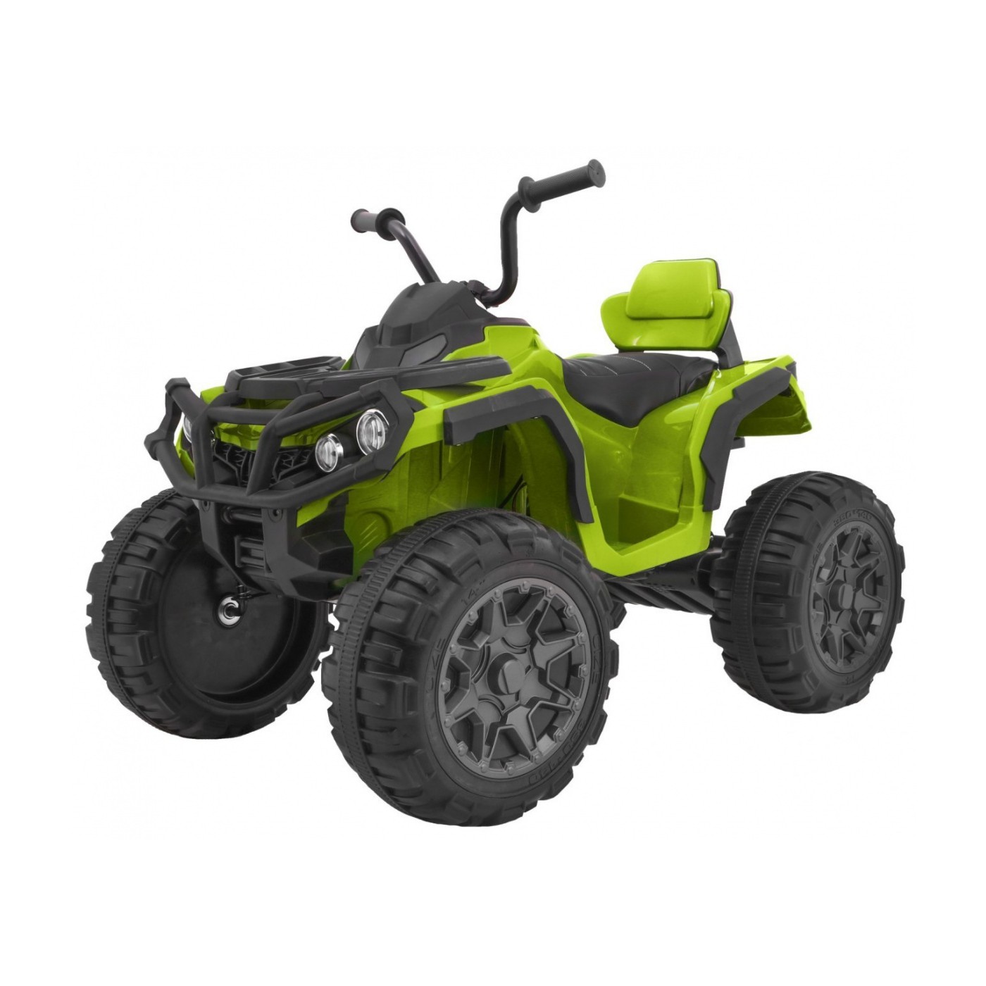 Čtyřkolka ATV 2,4 GHz na baterii pro děti zelená + dálkové ovládání + kolečka EVA + rádio MP3 + pomalý start
