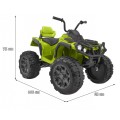 Čtyřkolka ATV 2,4 GHz na baterii pro děti zelená + dálkové ovládání + kolečka EVA + rádio MP3 + pomalý start
