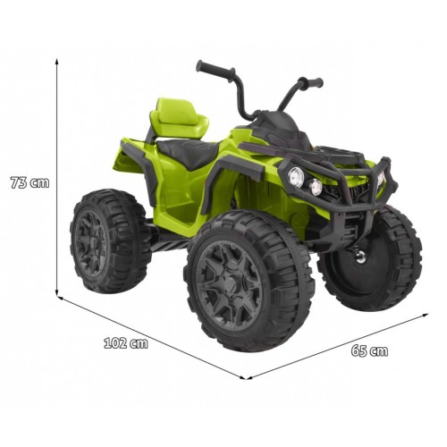 Čtyřkolka ATV 2,4 GHz na baterii pro děti zelená + dálkové ovládání + kolečka EVA + rádio MP3 + pomalý start