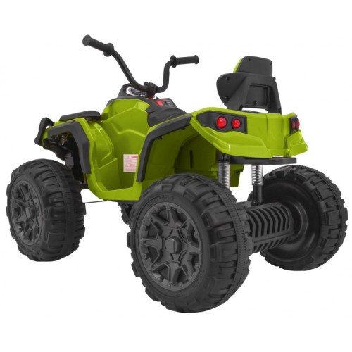 Čtyřkolka ATV 2,4 GHz na baterii pro děti zelená + dálkové ovládání + kolečka EVA + rádio MP3 + pomalý start