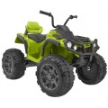 Čtyřkolka ATV 2,4 GHz na baterii pro děti zelená + dálkové ovládání + kolečka EVA + rádio MP3 + pomalý start