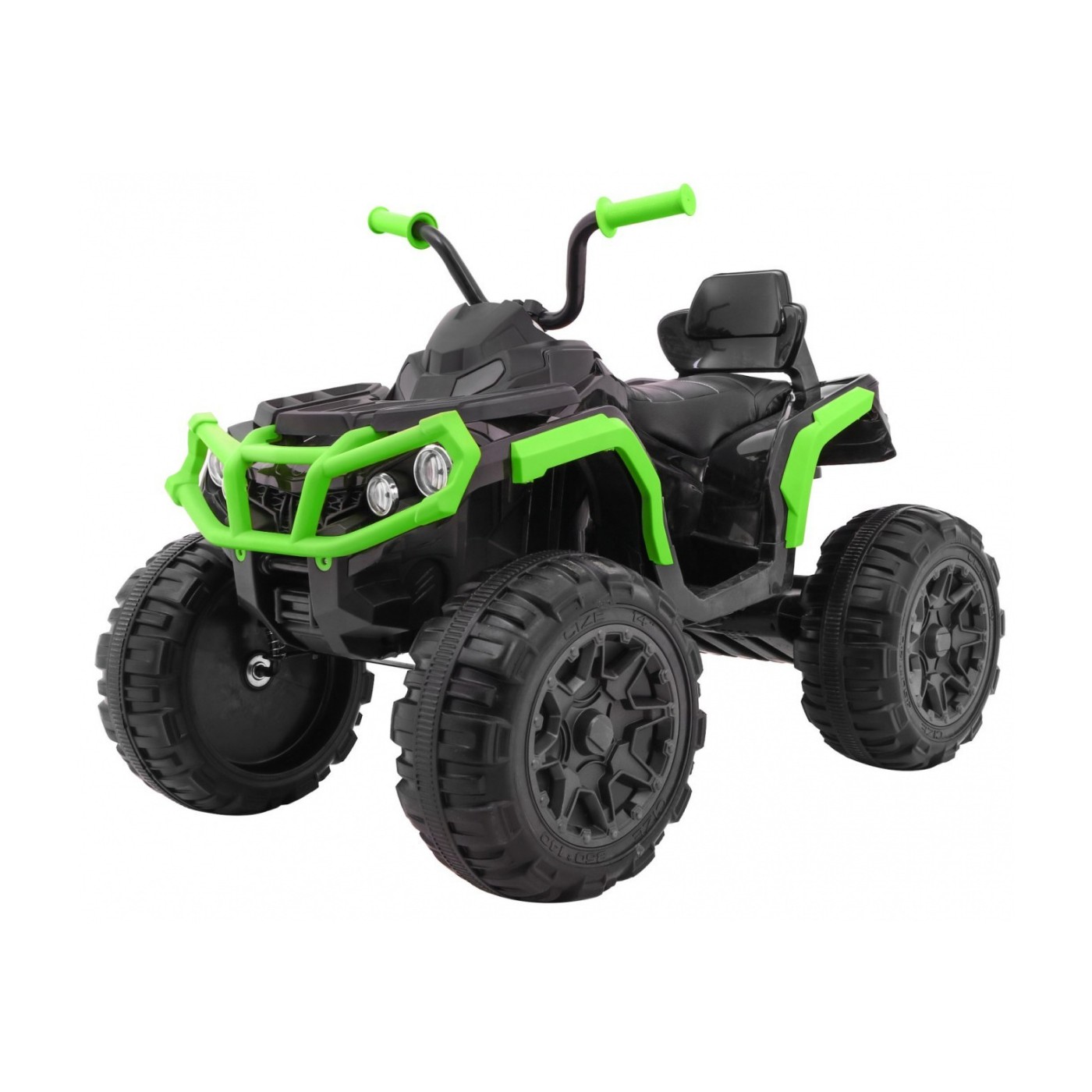 Čtyřkolka ATV dětská baterie černo-zelená EVA kola MP3 rádio LED pomalý start
