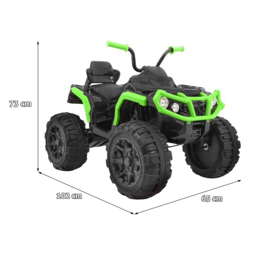 Čtyřkolka ATV dětská baterie černo-zelená EVA kola MP3 rádio LED pomalý start